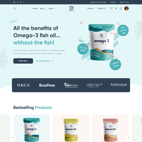 Website redesign for ethical supplements brand