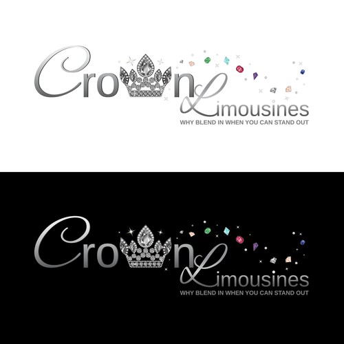Crown, jewels & gems for a floaty girlie whimsical logo for a Limousine company that has 2Pink limos