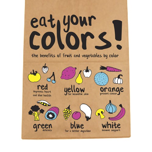 Create a modern and fun design for paper bags for fruit and vegetables!