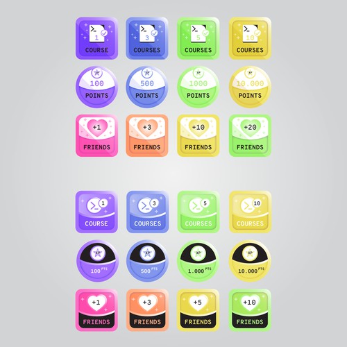 Set of online course platform badges 