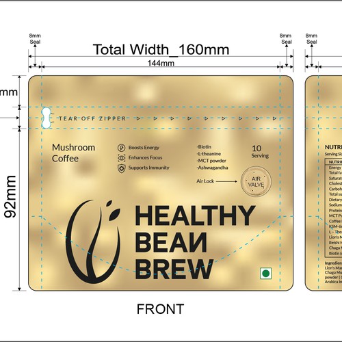 Premium Pouch Packaging Design for Healthy Bean Brew Layout