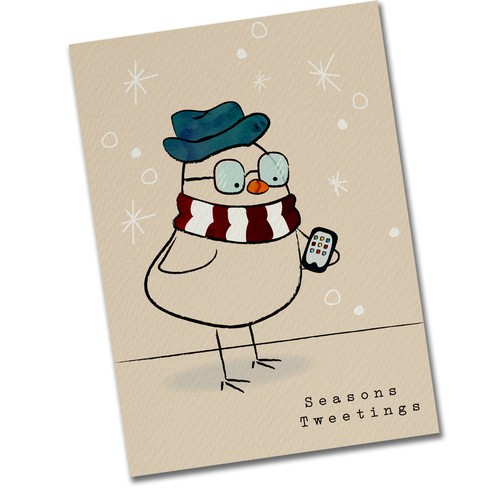 Unique Holiday Card with Hipster Bird