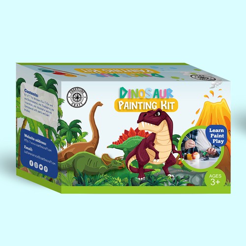 Packaging for dinosaur painting kit