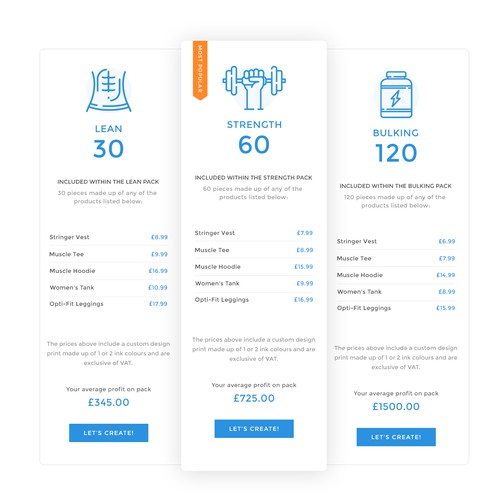 pricing table design