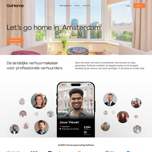 Homepage design for real estate app