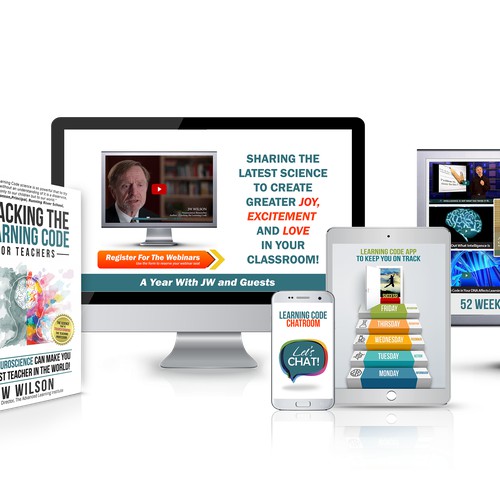 Bundle of book cover, webinar, mobile chat app, website front and tablet app design for the Scientific System