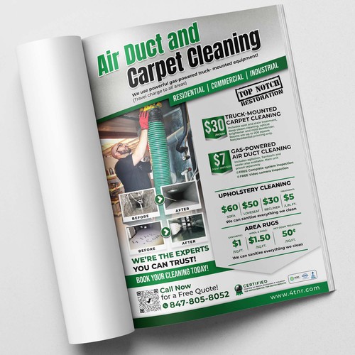 Professional Pricing Flyer for Air Duct & Carpet Cleaning Services