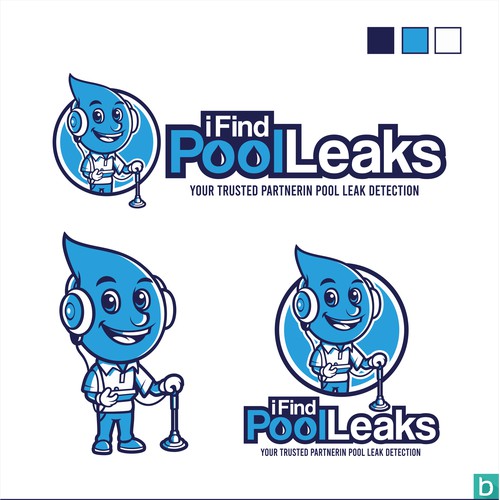 Cool pool leak detection mascot, Pool Leaks mascot logo - i Find Pool Leaks
