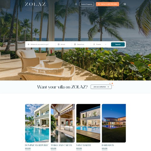 Website Design for Luxury Villa Rentals Company