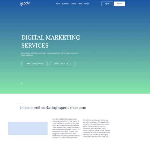 WordPress Page for digital marketing company 