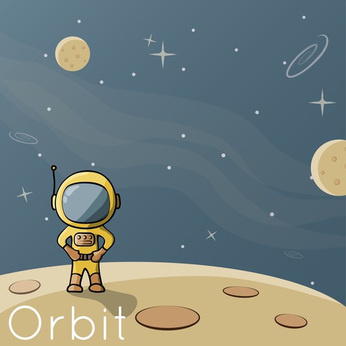 Cute astronaut and logo for Orbit