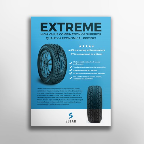 Bold flyer for tire retail