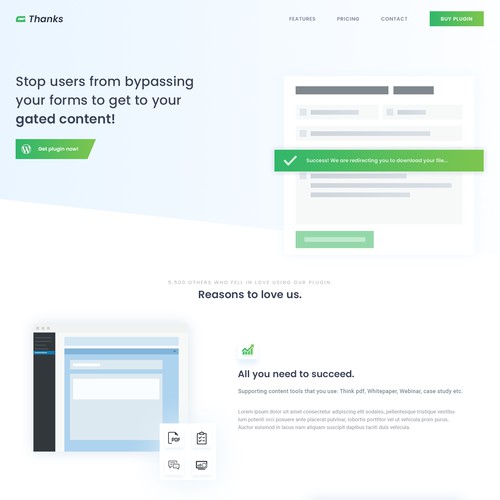 Wordpress plugin landing page