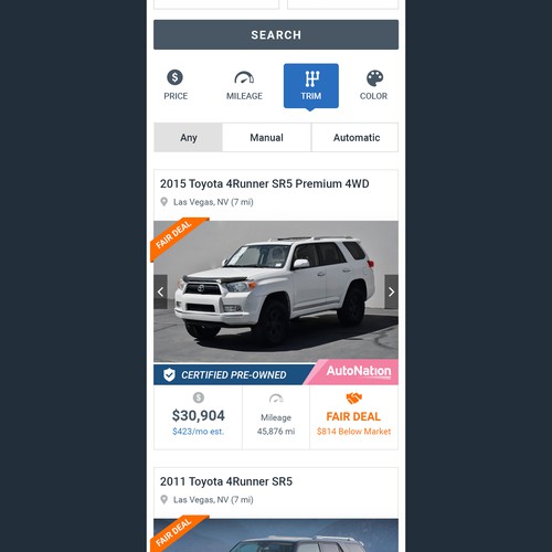 MOBILE - For Sale Inventory Listings Page