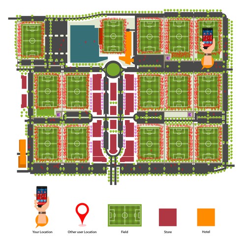 site map illustration for getaway vilage