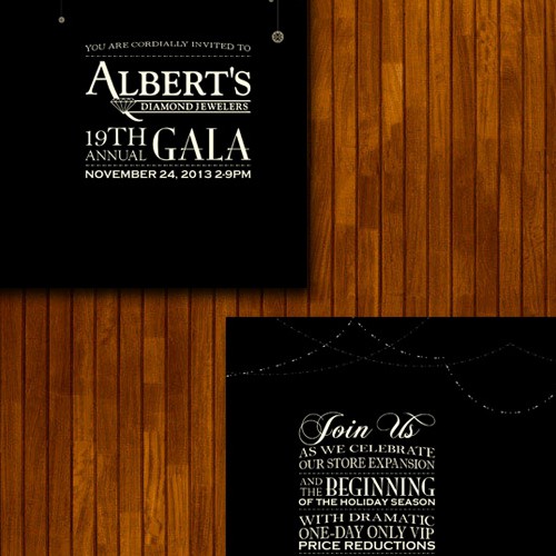 card or invitation for Albert's Diamond Jewelers