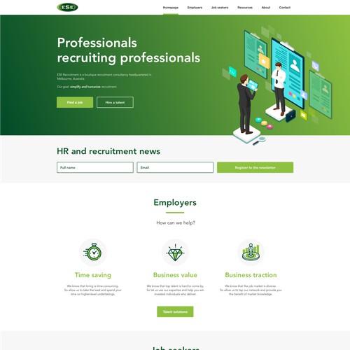 Website redesign for recruitment boutique 