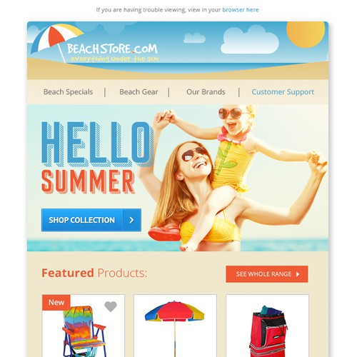Beach Store email campaign design