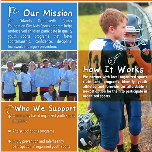 Brochure for Sports-themed Nonprofit Helping Kids Play Sports