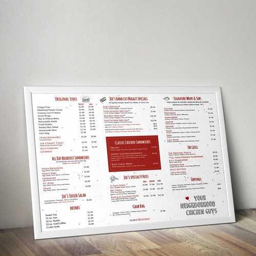 Redesign take out menu