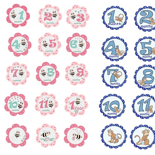 Designs for Baby Monthly Stickers