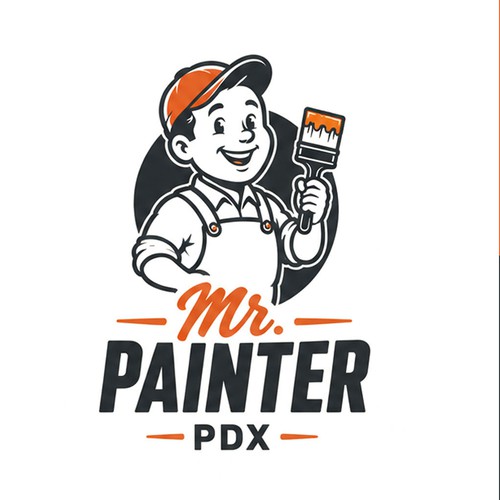 Logo and company mascot for Mr. Painter PDX. A house painting company in Portland Oregon