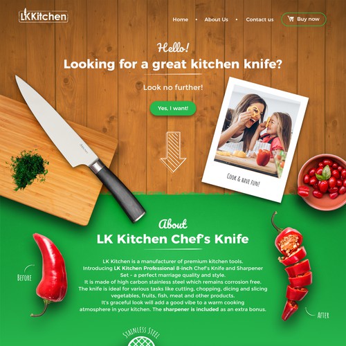 Wordpress Design For Chef Knife Product