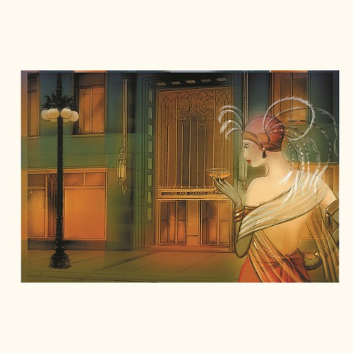 Create a glamorous art deco illustration for an exciting new hotel, St. Jane