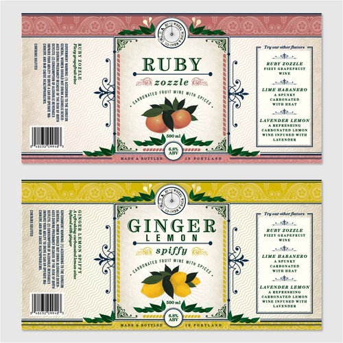 Vintage-inspired & hip carbonated wine bottle labels