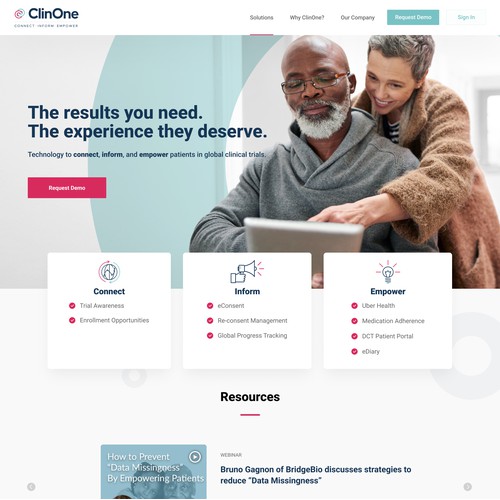 ClinOne website redesign 