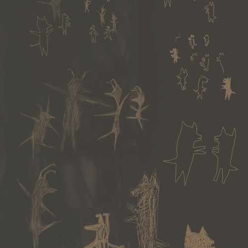 Create a cave drawing of a wild dog for Wild Dog Cafe