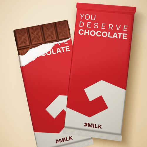 Bold and minimal "You Deserve Chocolate" package design