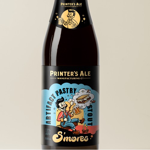 Label design & illustration for Printers Ale Manufacturing Co