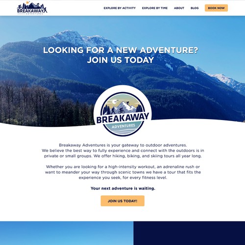 Website design for outdoor adventure travel company 