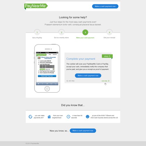 New landing page wanted for PayNearMe