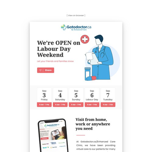 Professional Newsletter Layout for Virtual Walk-in Clinic