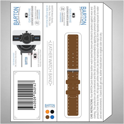 Packaging Design for Top Grain Leather Watch Bands.