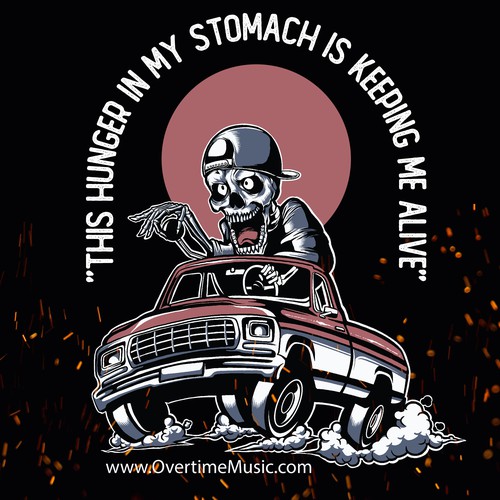 I need a t-shirt design based off my famous song 'Hunger In My Stomach'