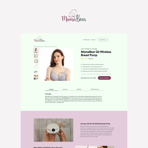 MamaBear Product Landing Page Design