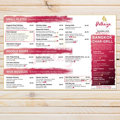 Menu Design for Pathaiya