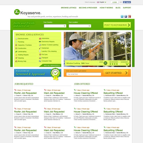 Create website design for kserve to allow anyone book home services
