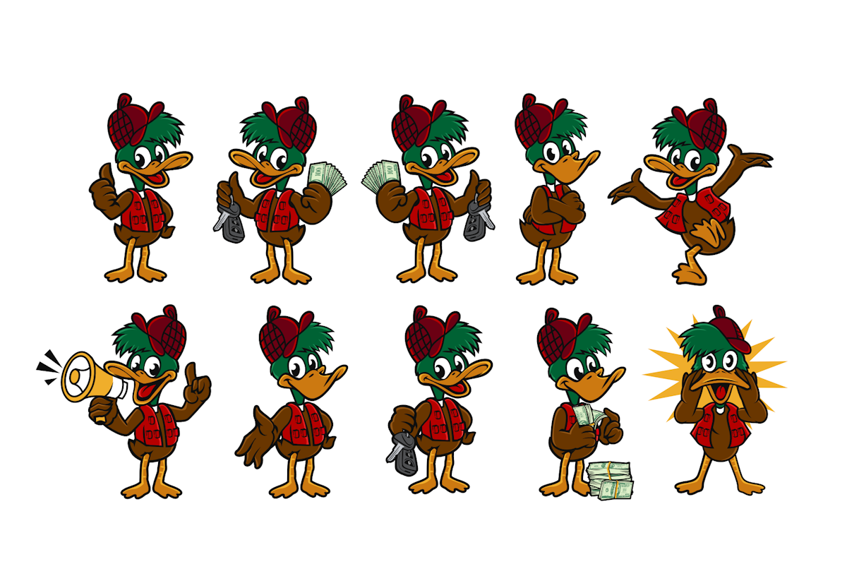 More pose for the duck mascot