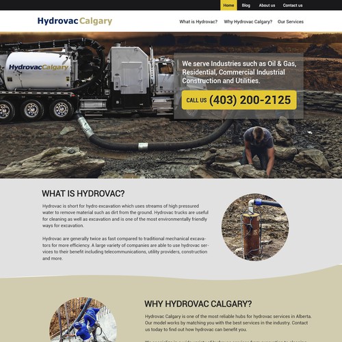 Website design for Hydrovac Calgary