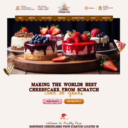 Website for Cheesecake bakery