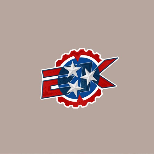 Tennessee State flag inspired sticker for a knife company 