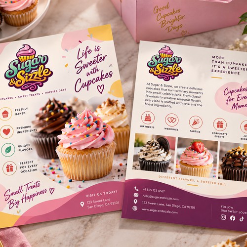Sugar & Sizzle | Cupcake Flyer Design