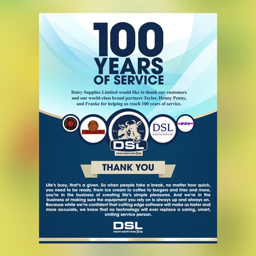 100 YEARS OF SERVICE DSL