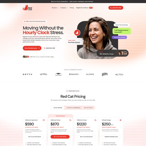 Homepage design for Red Cat. A brand built to be remembered..