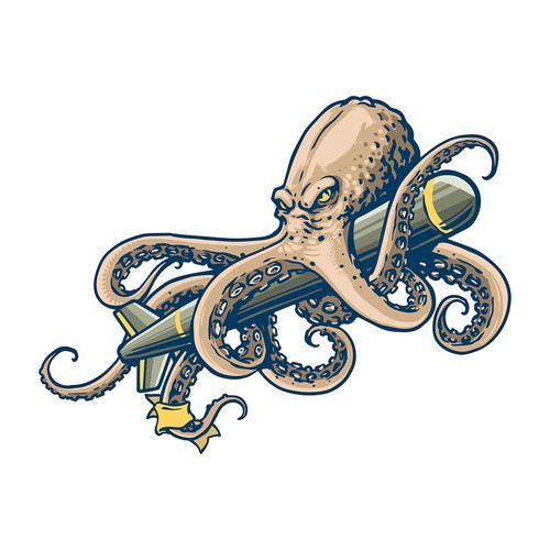 kraken with torpedo t-shirt graphic design