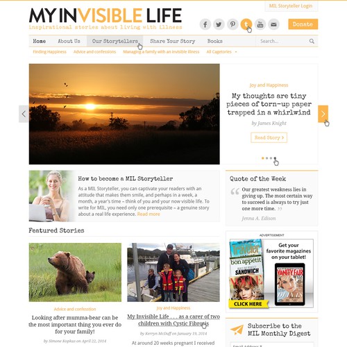 Design a Global Advocacy Storytelling Website for Invisible Ilness Awareness.